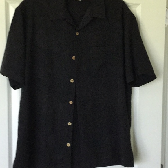 Mens black silk shirt short sleeve Clearance